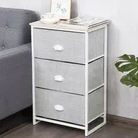 3 Drawer Bedside Table - White