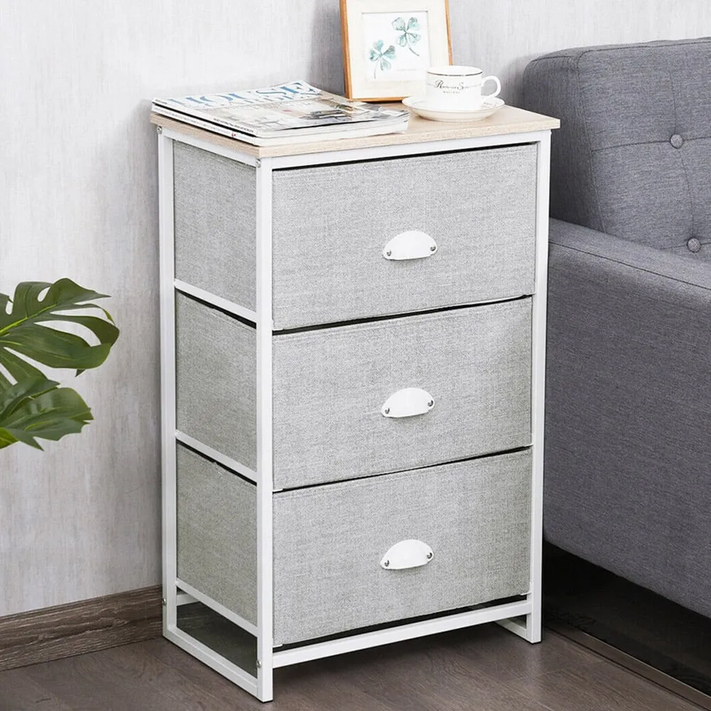 3 Drawer Bedside Table - White