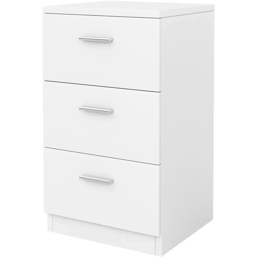 3 Drawer Bedside Table - White