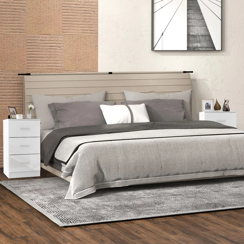 3 Drawer Bedside Table - White