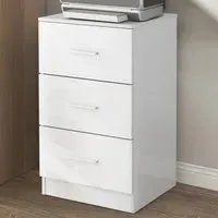 3 Drawer Bedside Table - White