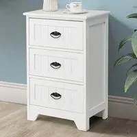 3 Drawer Bedside Table - White