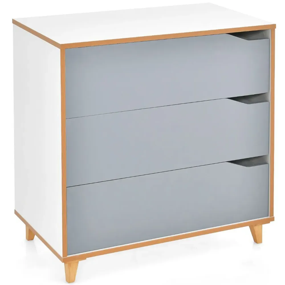 3 Drawer Chest Dresser with Embedded Handle - Grey