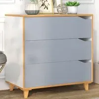 3 Drawer Chest Dresser with Embedded Handle - Grey