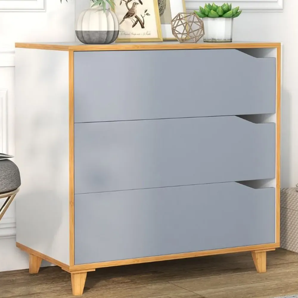 3 Drawer Chest Dresser with Embedded Handle - Grey