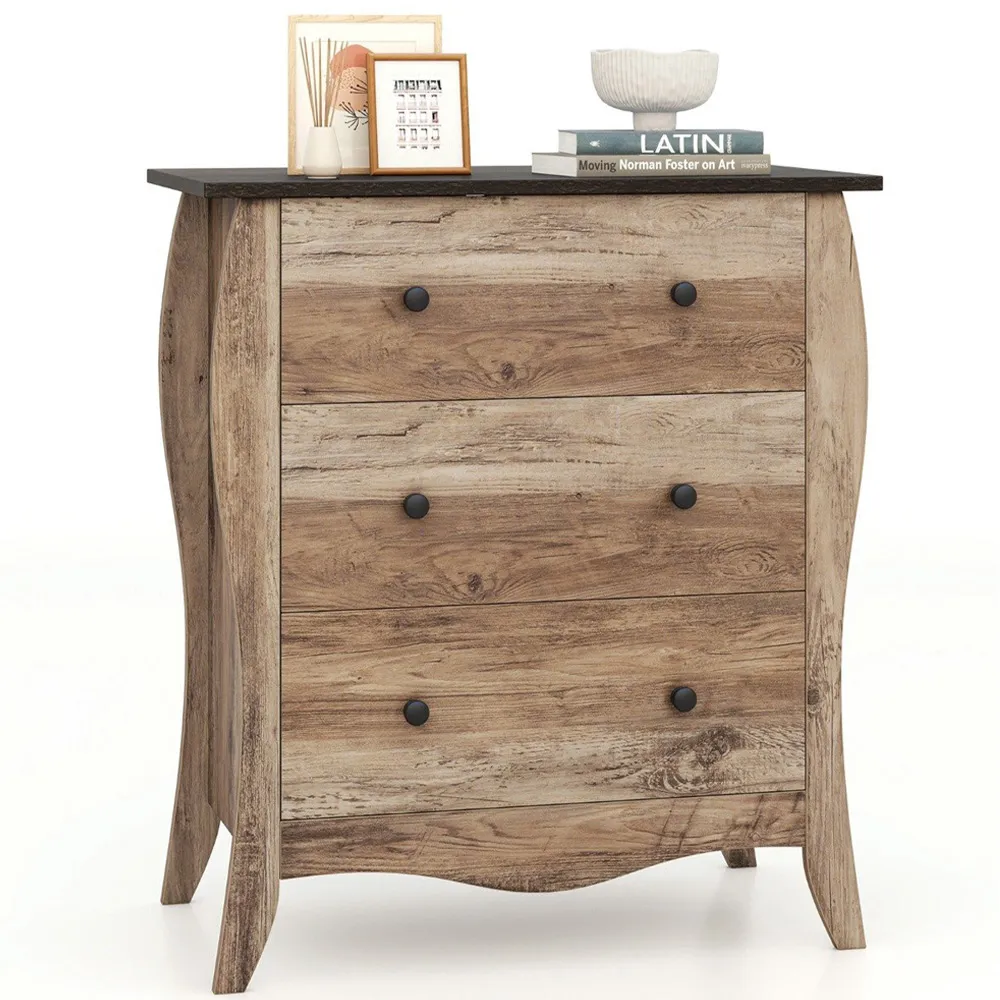 3 Drawer Chest of Drawers with Anti Tipping Kit - Brown