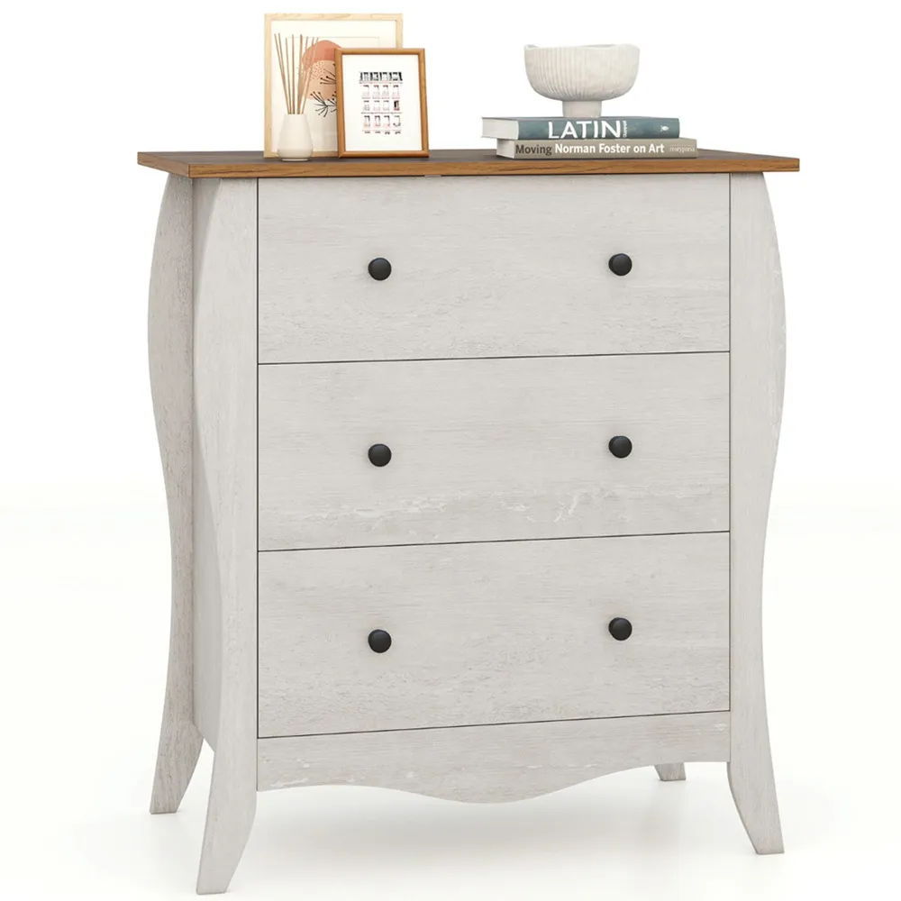 3 Drawer Chest of Drawers with Anti Tipping Kit - Grey