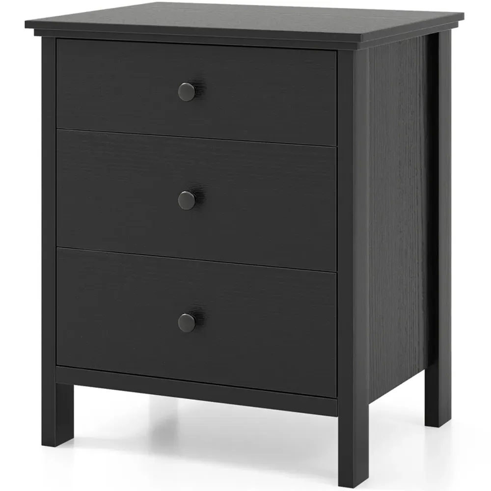 3 Drawer Chest of Drawers with Metal Slides - Black