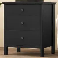 3 Drawer Chest of Drawers with Metal Slides - Black