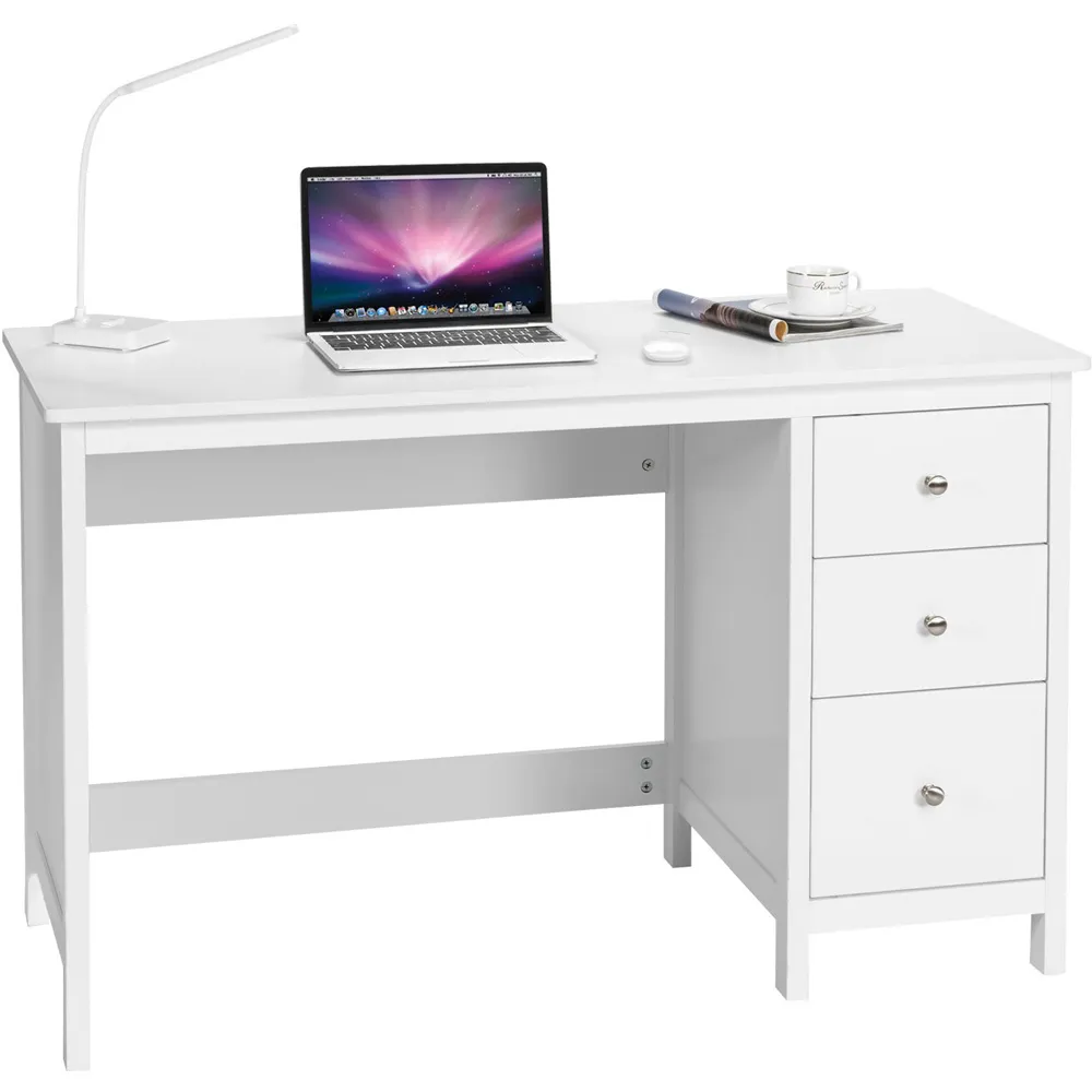 3 Drawer Computer Desk - White