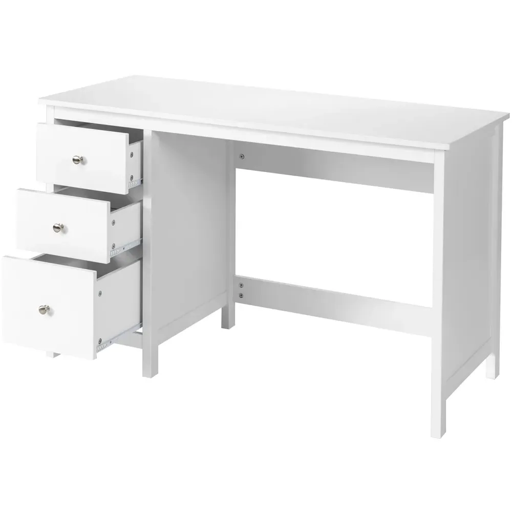 3 Drawer Computer Desk - White
