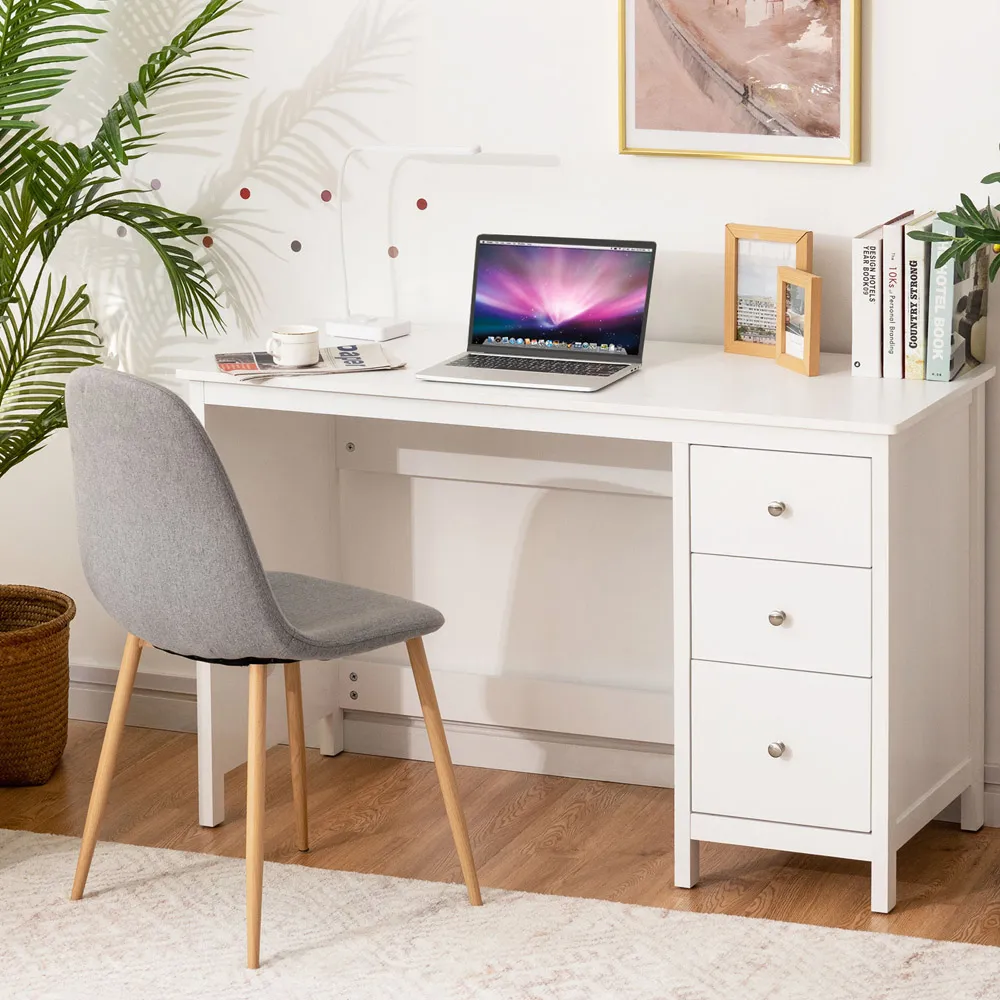 3 Drawer Computer Desk - White