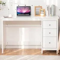 3 Drawer Computer Desk - White