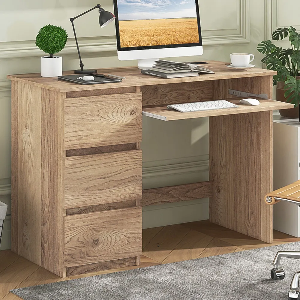 3 Drawer Computer Desk with Power Outlet