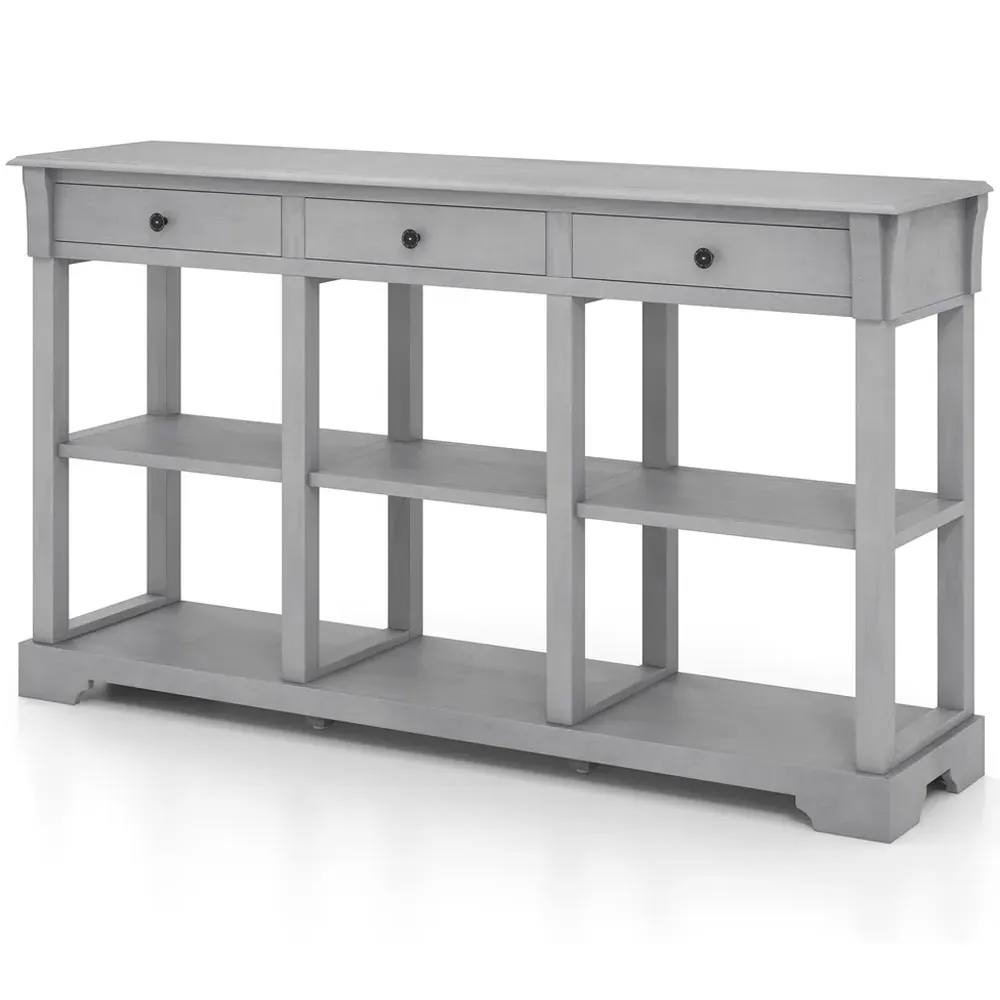 3 Drawer Console Table with Open Shelf - Grey
