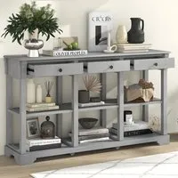 3 Drawer Console Table with Open Shelf - Grey
