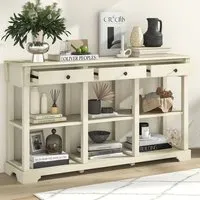 3 Drawer Console Table with Open Shelf - White