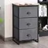 3 Drawer Fabric Nightstand Storage Cabinet - Black
