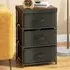 3 Drawer Fabric Nightstand with Removable Lid - Black