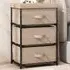 3 Drawer Fabric Nightstand with Removable Lid - Brown