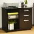 3 Drawer Filing Cabinet with Shelves - Coffee, MDF