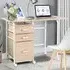3 Drawer Folding Computer Desk with Rolling Wheels - Cream