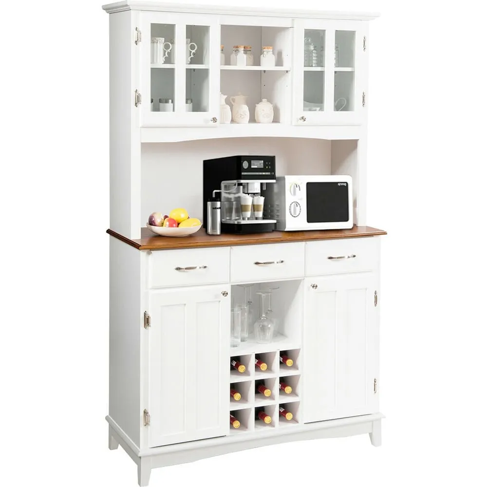 3 Drawer Kitchen Cupboard with Wine Storage - White