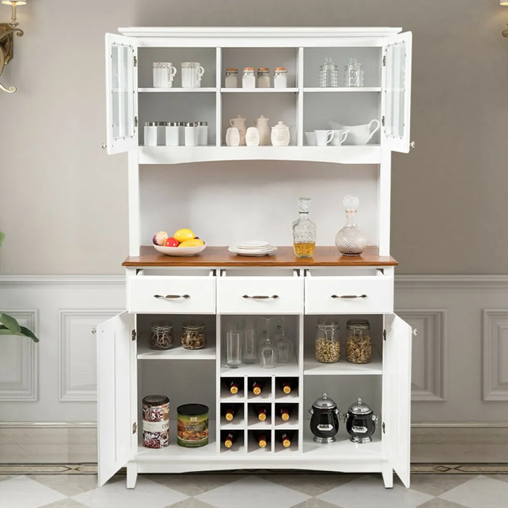 3 Drawer Kitchen Cupboard with Wine Storage - White