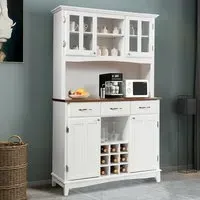 3 Drawer Kitchen Cupboard with Wine Storage - White