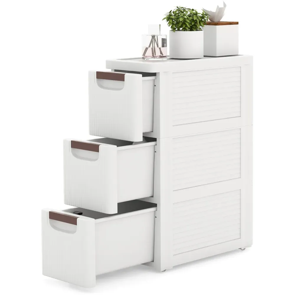 3 Drawer Narrow Rolling Storage Cabinet - Multi