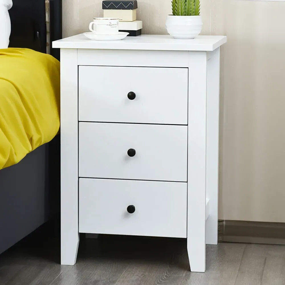 3 Drawer Nightstand - White
