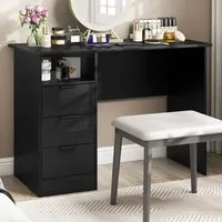 3 Drawer Office Desk with Power Outlet - Black
