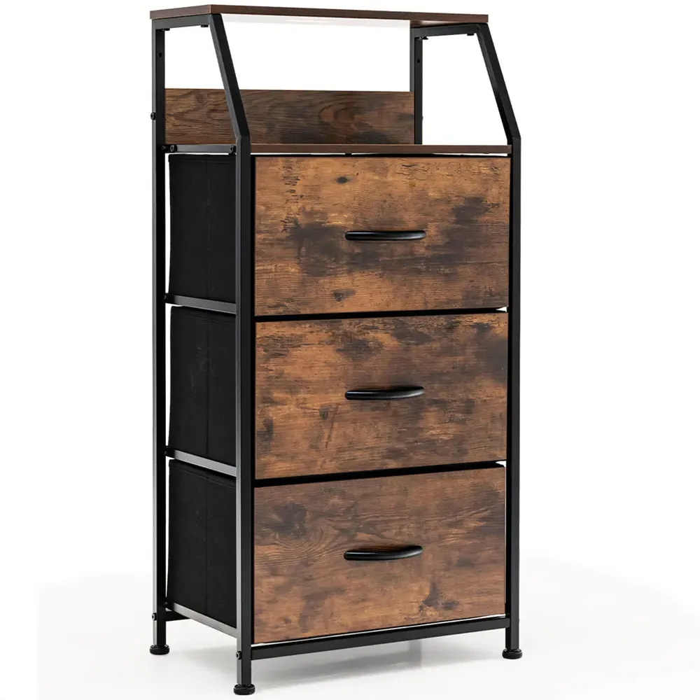 3 Drawer Single Shelf Storage Unit - Brown