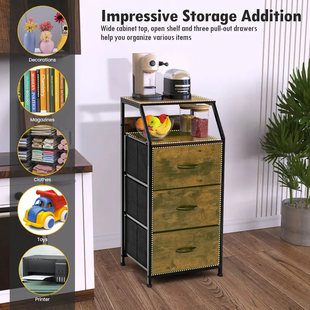 3 Drawer Single Shelf Storage Unit - Brown