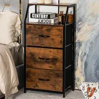 3 Drawer Single Shelf Storage Unit - Brown