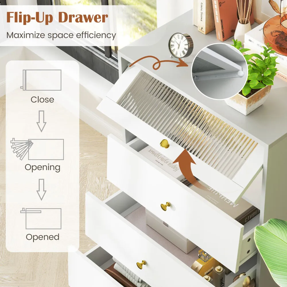 3 Drawer Storage Cabinet with Glass Door - Grey