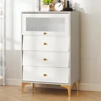 3 Drawer Storage Cabinet with Glass Door - Grey