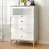 3 Drawer Storage Cabinet with Glass Door - Grey