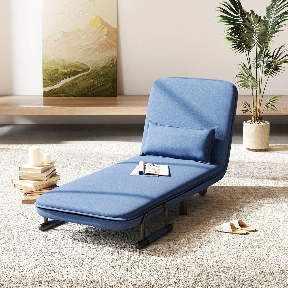 3-in-1 Convertible Sofa Bed with Wheels - Blue
