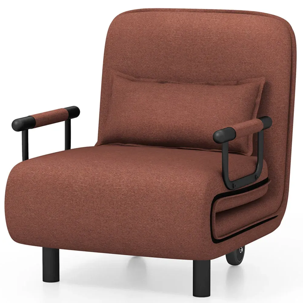 3-in-1 Convertible Sofa Bed with Wheels - Brown