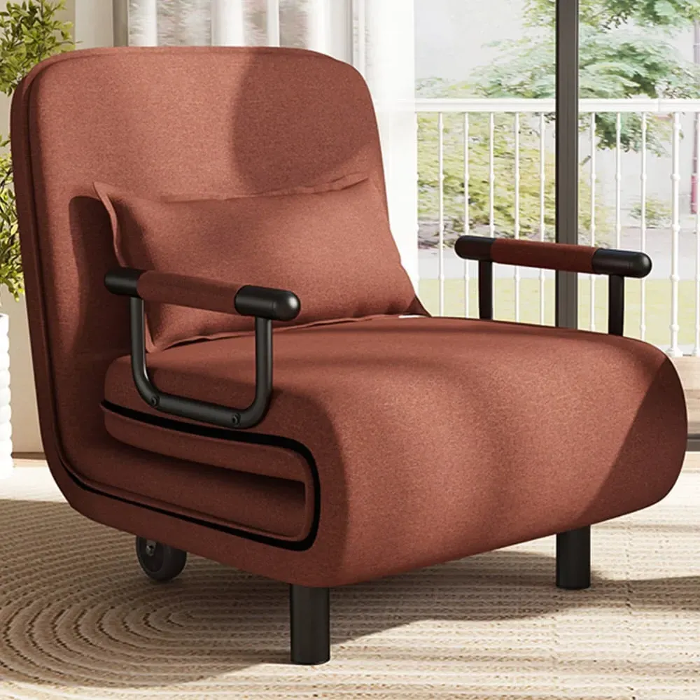 3-in-1 Convertible Sofa Bed with Wheels - Brown