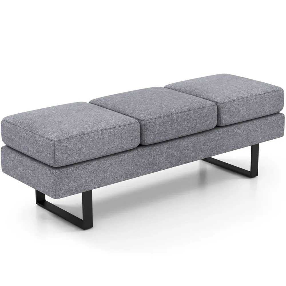 3-Seater Dining Bench - Grey, Metal