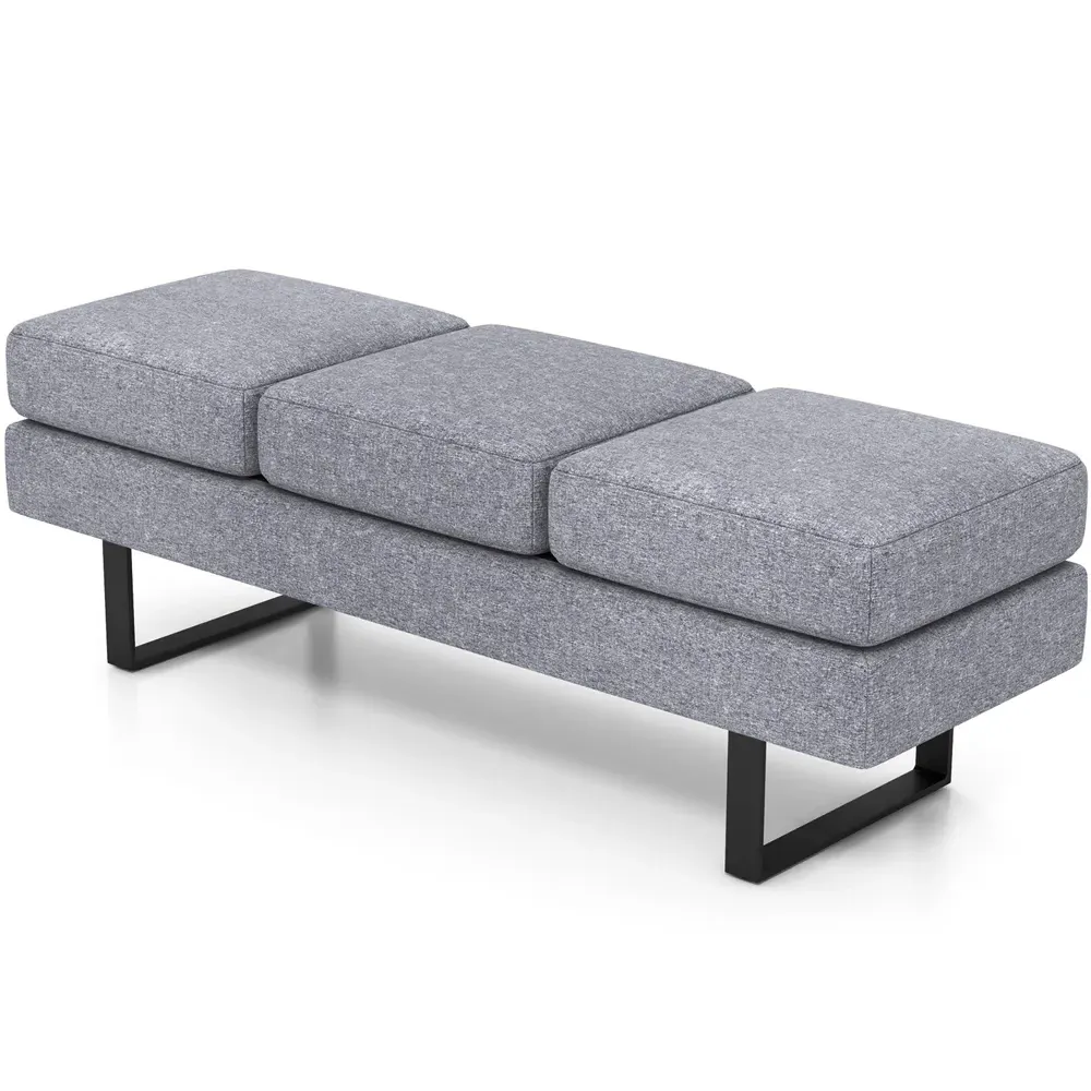 3-Seater Dining Bench - Grey, Metal