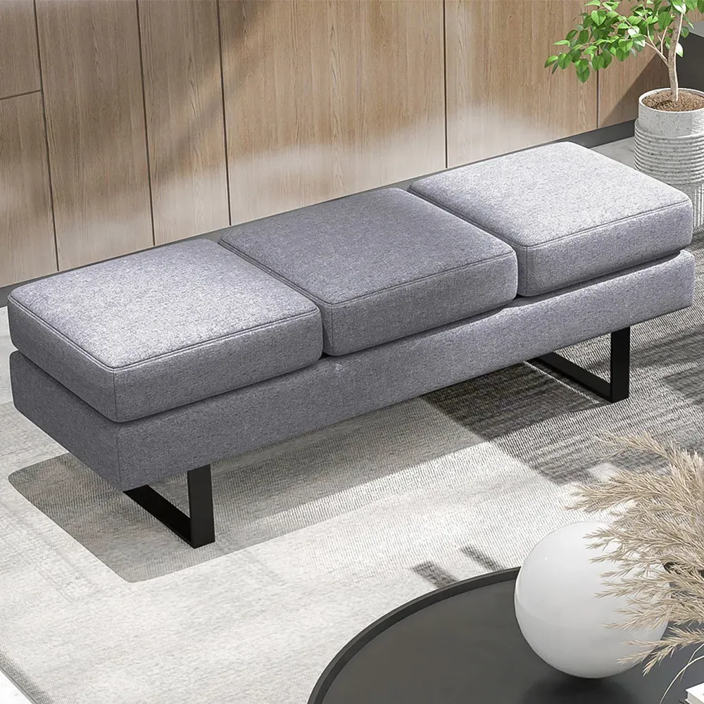 3-Seater Dining Bench - Grey, Metal
