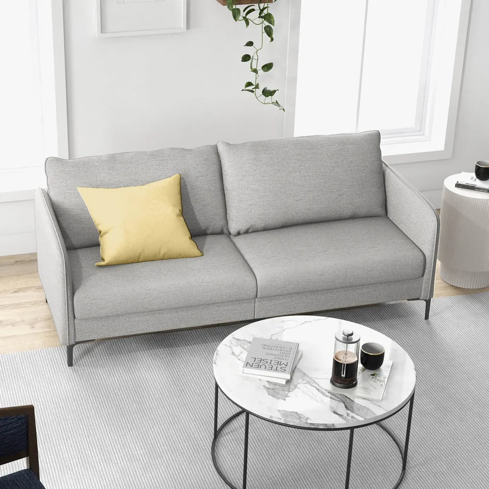 3-Seater Loveseat Sofa - Grey, Linen