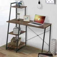 3 Shelf Adjustable Computer Desk - Brown