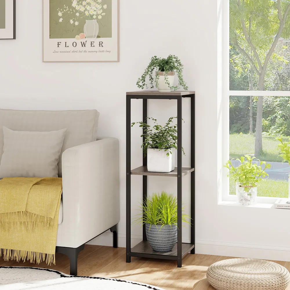 3-Shelf Corner Plant Stand - Grey, Metal