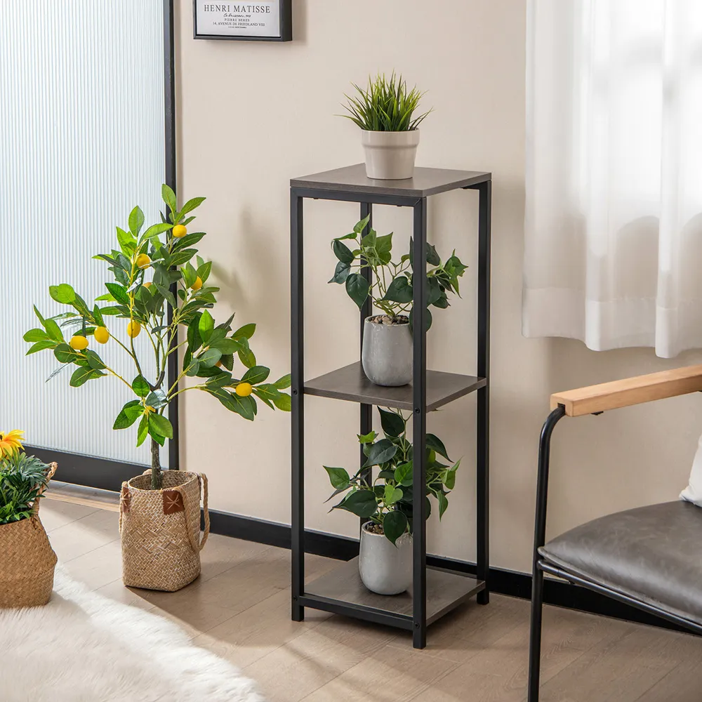 3-Shelf Corner Plant Stand - Grey, Metal