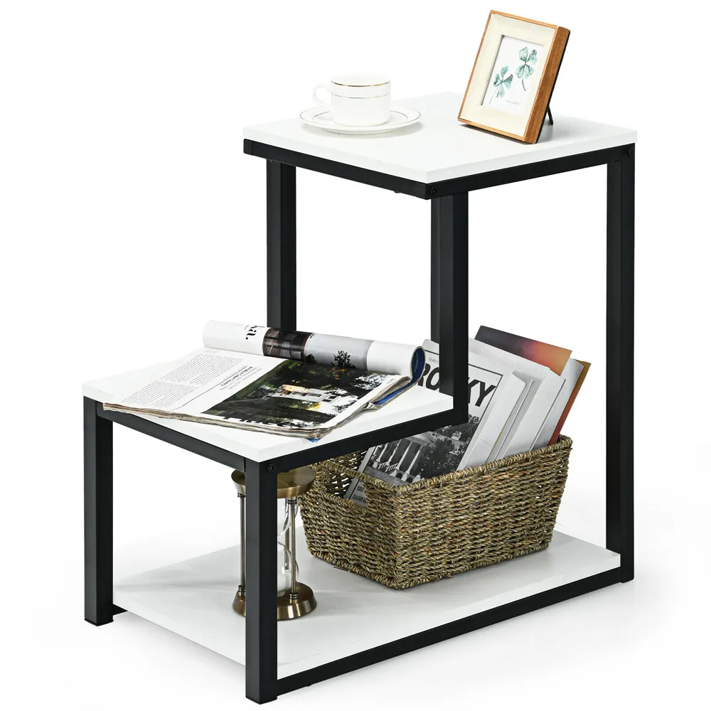 3 Shelf End Table - White