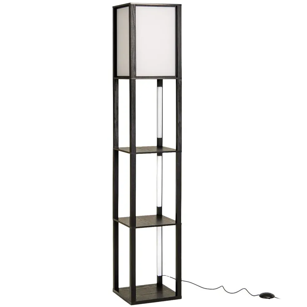 3 Shelf Floor Lamp with LED Strips - Black image